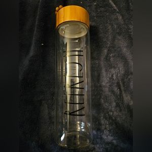 Rae dunn glass and wood tumbler